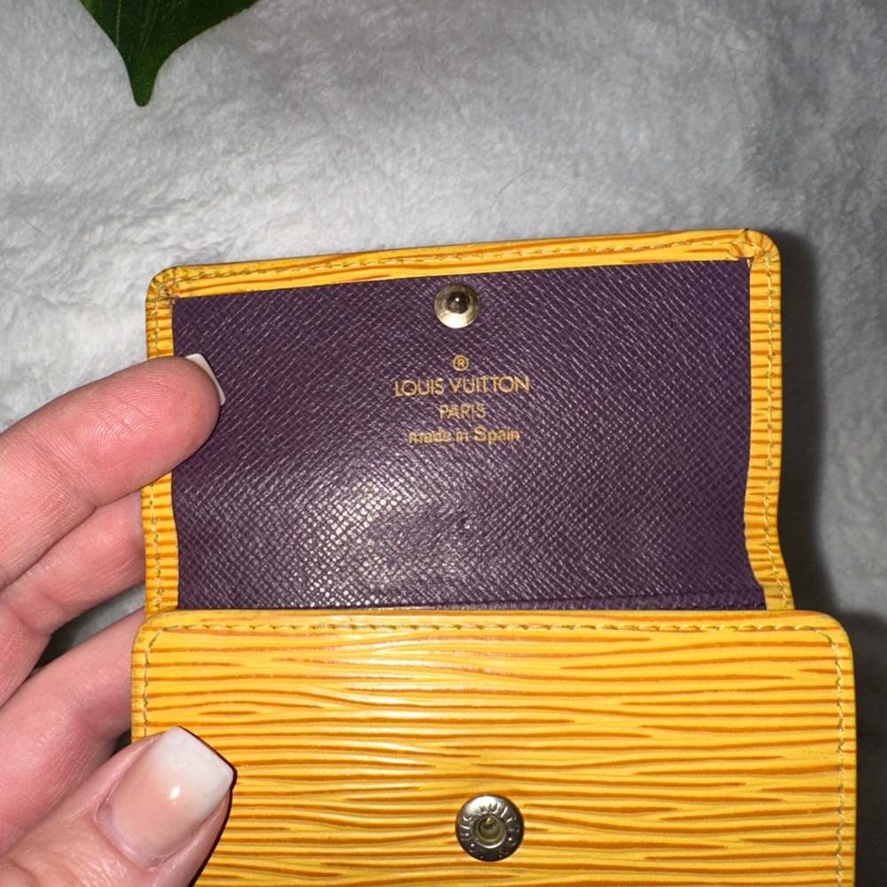 LOUIS VUITTON EPI MULTICLES LEATHER 4 RING KEY CASE KEY CHAIN - YELLOW & PURPLE - Picture 8 of 12